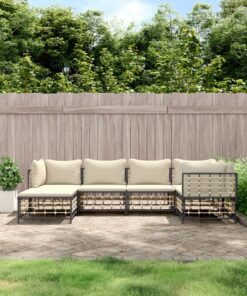 vidaXL 6 Piece Garden Lounge Set with Cushions Anthracite Poly Rattan