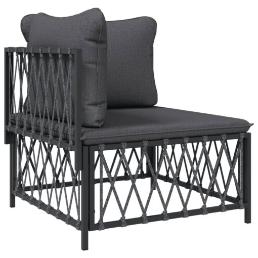 vidaXL 6 Piece Garden Lounge Set with Cushions Anthracite Steel - Image 2