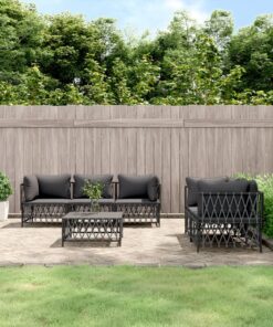 vidaXL 6 Piece Garden Lounge Set with Cushions Anthracite Steel