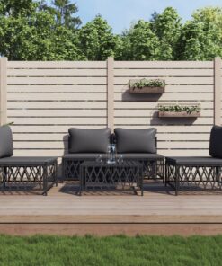 vidaXL 5 Piece Garden Lounge Set with Cushions Anthracite Steel