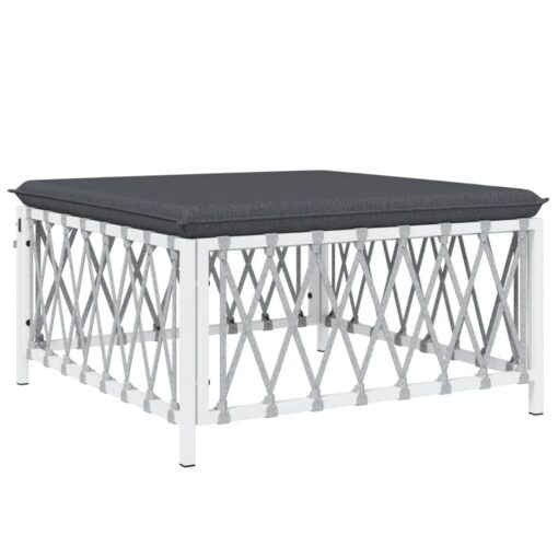 vidaXL 5 Piece Garden Lounge Set with Cushions White Steel - Image 4