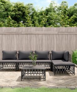 vidaXL 6 Piece Garden Lounge Set with Cushions Anthracite Steel