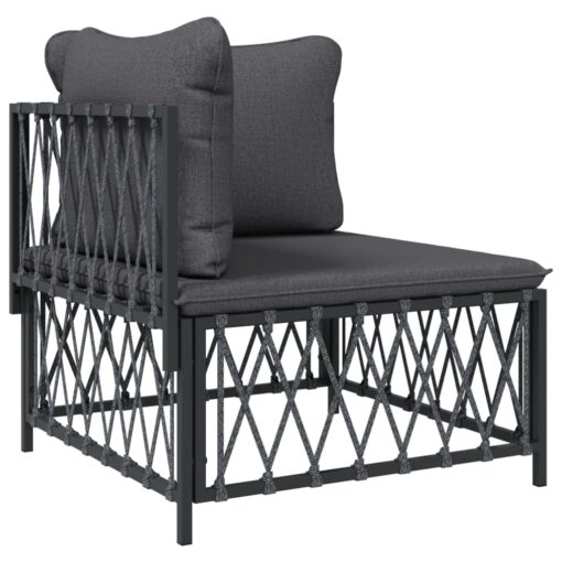 vidaXL 5 Piece Garden Lounge Set with Cushions Anthracite Steel - Image 2