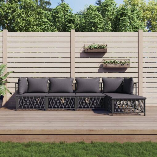 vidaXL 5 Piece Garden Lounge Set with Cushions Anthracite Steel