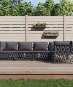 vidaXL 5 Piece Garden Lounge Set with Cushions Anthracite Steel