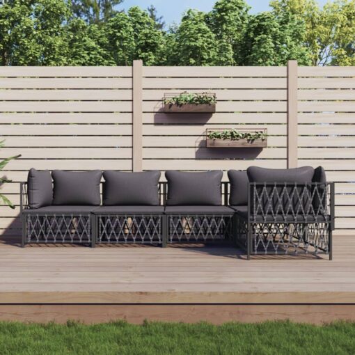 vidaXL 5 Piece Garden Lounge Set with Cushions Anthracite Steel