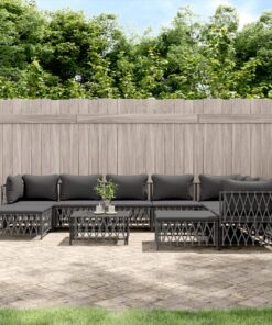 vidaXL 10 Piece Garden Lounge Set with Cushions Anthracite Steel