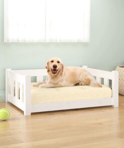 vidaXL Dog Bed White 75.5x55.5x28 cm Solid Wood Pine