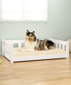 vidaXL Dog Bed White 95.5x65.5x28 cm Solid Wood Pine