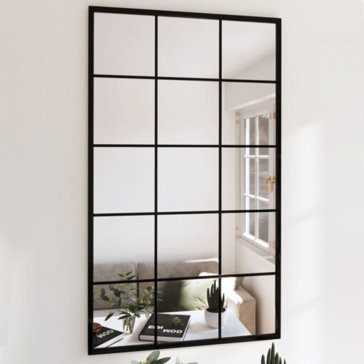 vidaXL Wall Mirrors 2 pcs Black 100x60 cm Metal