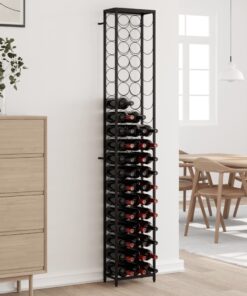 vidaXL Wine Rack for 57 Bottles Black 34x18x200 cm Wrought Iron