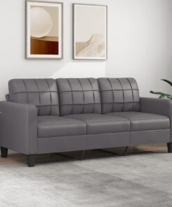 vidaXL 3-Seater Sofa Grey 180 cm Faux Leather