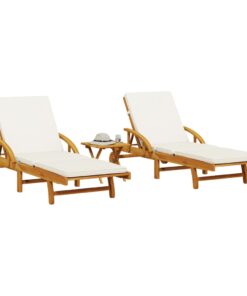 vidaXL Sun Loungers 2 pcs with Table Solid Wood Acacia