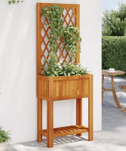 vidaXL Planter with Trellis and Shelf 55x29.5x152 cm Solid Wood Acacia