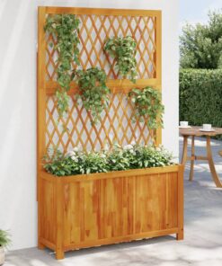 vidaXL Planter with Trellis 100x32x165 cm Solid Wood Acacia