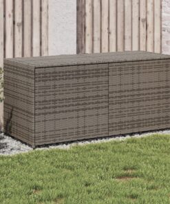 vidaXL Garden Storage Box Grey 283L Poly Rattan