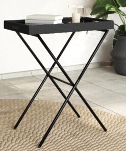 vidaXL Folding Tray Table Black 65x40x75 cm Poly Rattan