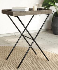 vidaXL Folding Tray Table Grey 65x40x75 cm Poly Rattan