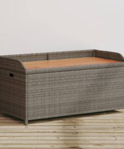 vidaXL Storage Bench Grey 100x50x52 cm Poly Rattan and Acacia Wood