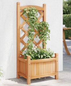 vidaXL Planter with Trellis Brown Solid Wood Fir