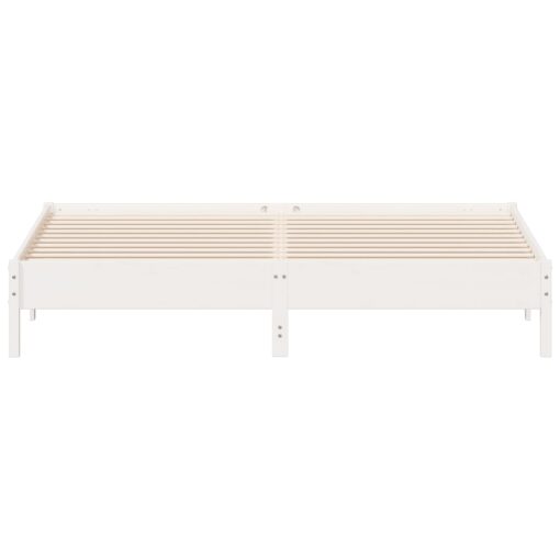 Bed Frame without Mattress White 200x200 cm Solid Wood Pine - Image 2