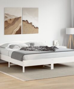 vidaXL Bed Frame without Mattress White 200x200 cm Solid Wood Pine