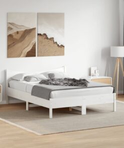 vidaXL Bed Frame without Mattress White 140x200 cm Solid Wood Pine