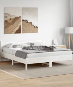 vidaXL Bed Frame without Mattress White 200x200 cm Solid Wood Pine