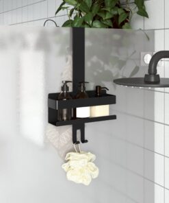vidaXL Hanging Shower Caddy Matt Black Brushed 304 Stainless Steel