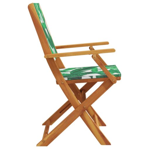 vidaXL Folding Garden Chairs 8 pcs Green Fabric and Solid Wood - Image 3