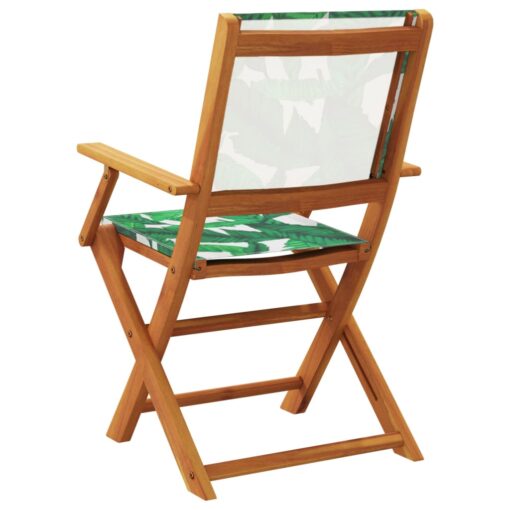 vidaXL Folding Garden Chairs 8 pcs Green Fabric and Solid Wood - Image 4