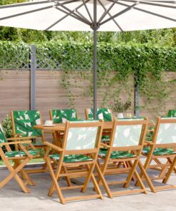 vidaXL Folding Garden Chairs 8 pcs Green Fabric and Solid Wood