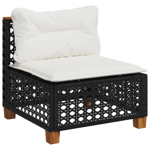 5 Piece Garden Sofa Set with Cushions Black Poly Rattan - Image 2