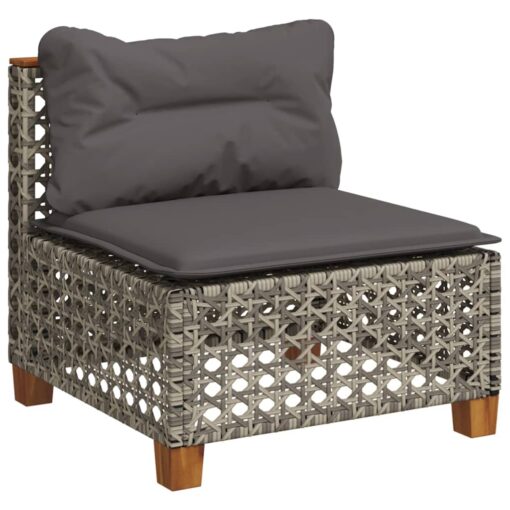 8 Piece Garden Sofa Set with Cushions Grey Poly Rattan - Image 2