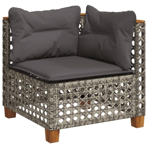 8 Piece Garden Sofa Set with Cushions Grey Poly Rattan - Image 3