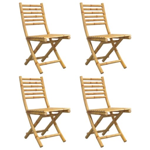 vidaXL Folding Garden Chairs 4 pcs 43x54x88 cm Bamboo - Image 2