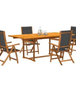 vidaXL 5 Piece Garden Dining Set Solid Wood Acacia and Textilene