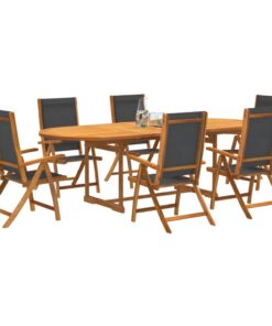 vidaXL 7 Piece Garden Dining Set Solid Wood Acacia and Textilene