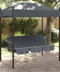 vidaXL Garden Swing Bench with Canopy Dark Grey Steel