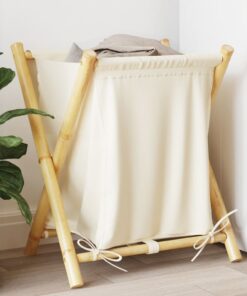 vidaXL Laundry Basket Cream White 45x55x63.5 cm Bamboo