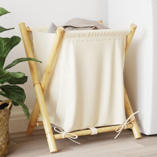 vidaXL Laundry Basket Cream White 45x55x63.5 cm Bamboo