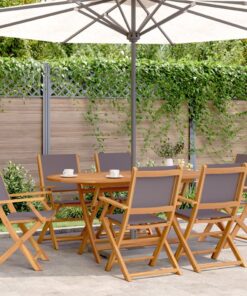 vidaXL 7 Piece Garden Dining Set Anthracite Fabric and Solid Wood