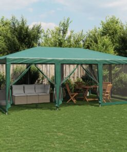 vidaXL Party Tent with 10 Mesh Sidewalls Green 6x4 m HDPE