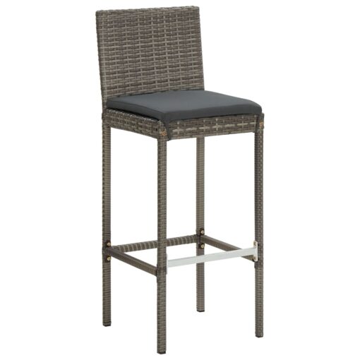 vidaXL 7 Piece Garden Bar Set Grey Solid Wood Acacia and Poly Rattan - Image 2