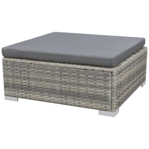 10 Piece Garden Lounge Set with Cushions Poly Rattan Grey - Image 4