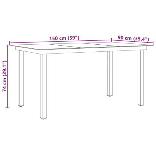 Garden Table Black 150x90x74 cm Aluminium and Glass - Image 5