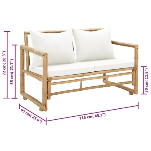 2 Seater Garden Sofa with Cushions Bamboo - Image 5
