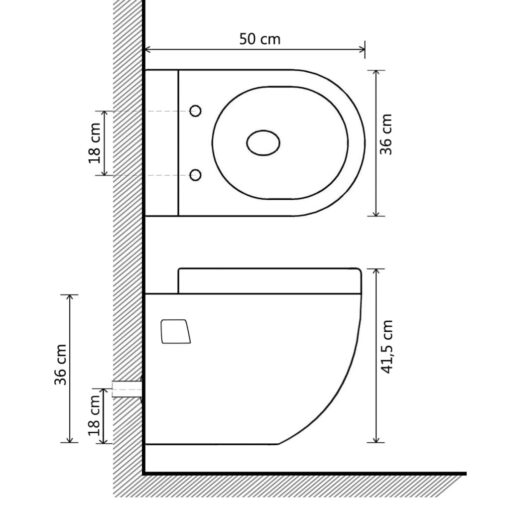 Wall-Hung Toilet Ceramic Black - Image 5