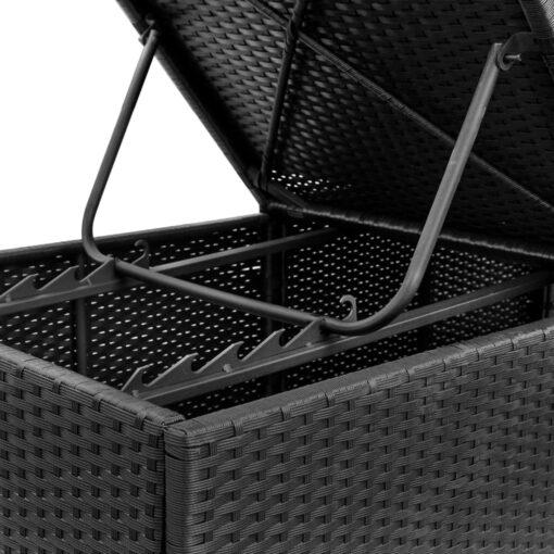 Sun Lounger with Cushion Poly Rattan Black - Image 4