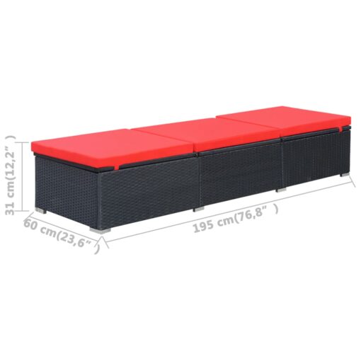 Sun Lounger with Cushion Poly Rattan Black - Image 5